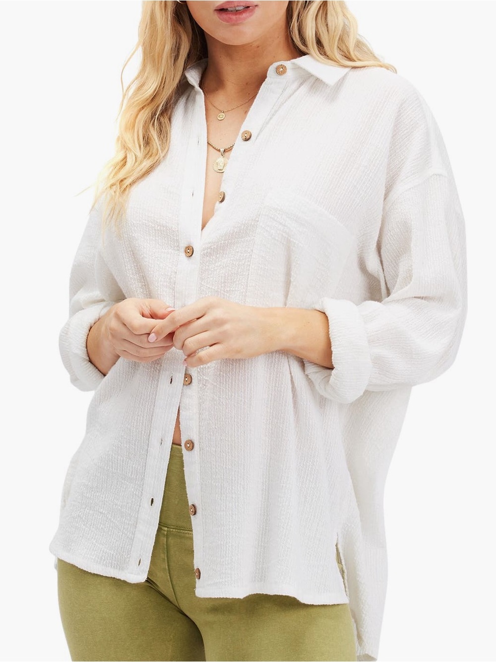 Billabong Ivory Button-Front Textured Shirt